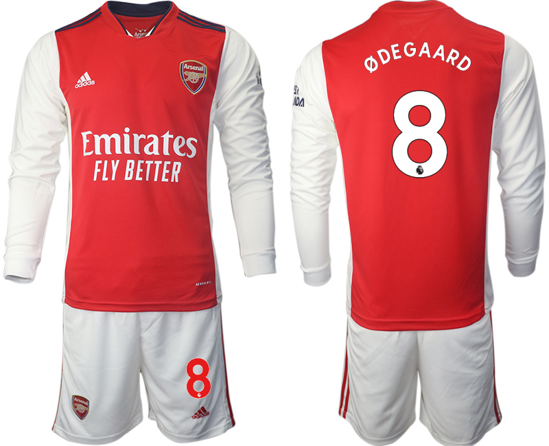 Men 2021-2022 Club Arsenal home red Long Sleeve #8 Soccer Jersey->bayern munich jersey->Soccer Club Jersey